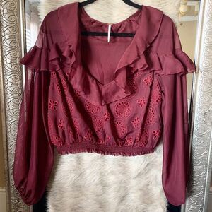 XS Free People Burgundy Maroon crop top